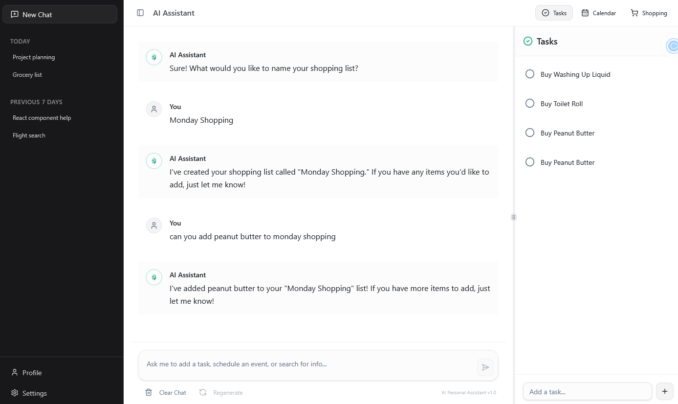 AI Personal Assistant Chat Interface
